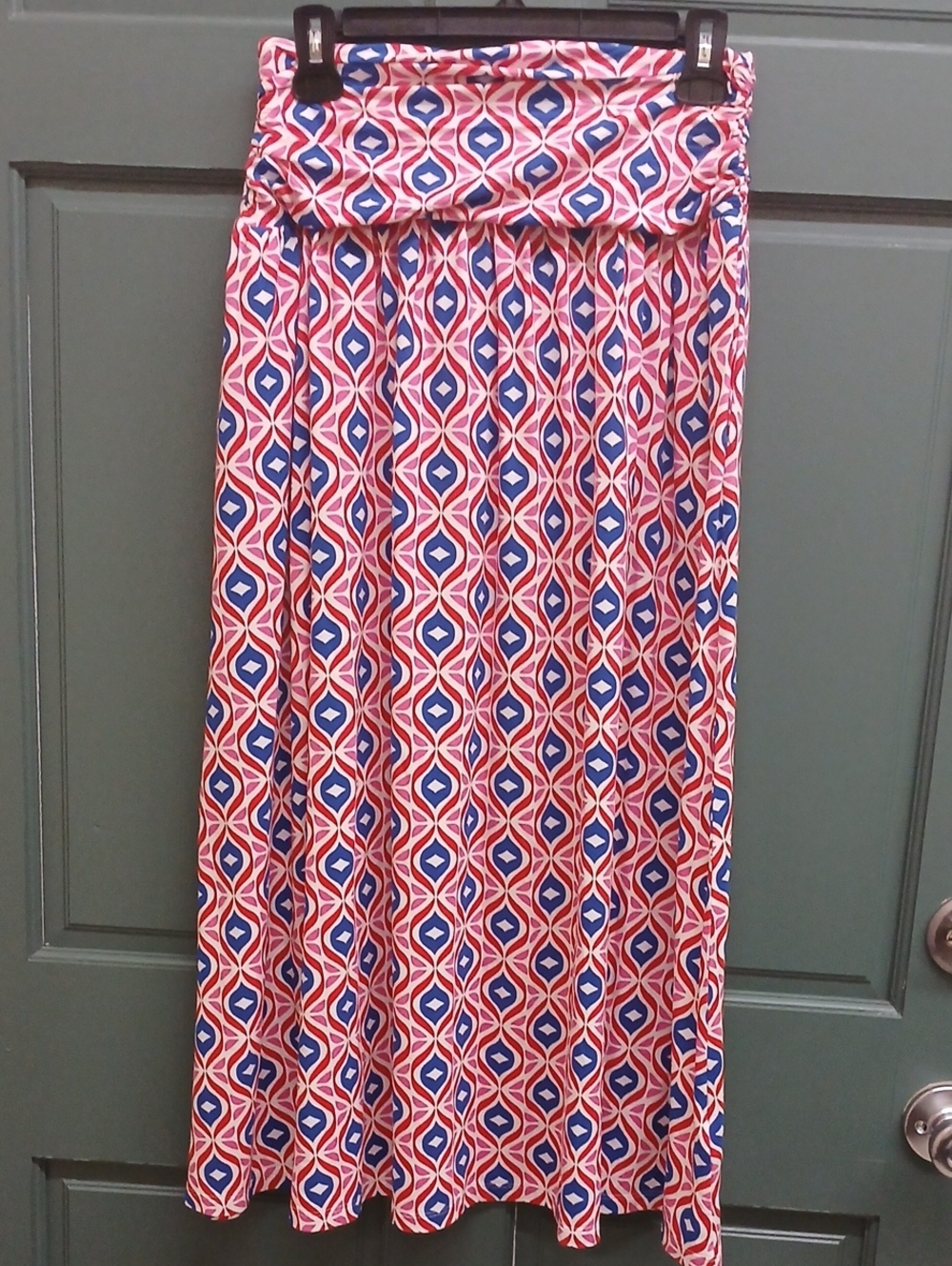 Boden Rosalin Jersey Maxi Skirt Rubicondo Diamond Wave Print Size 2 Petite